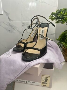 Jimmy Choo Black Patent Leather Strappy Sandals